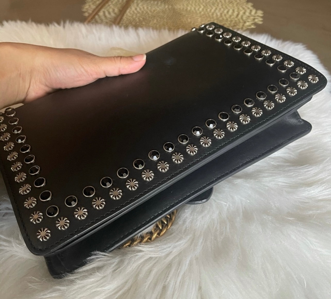 Authentic Gucci studded shoulder bag