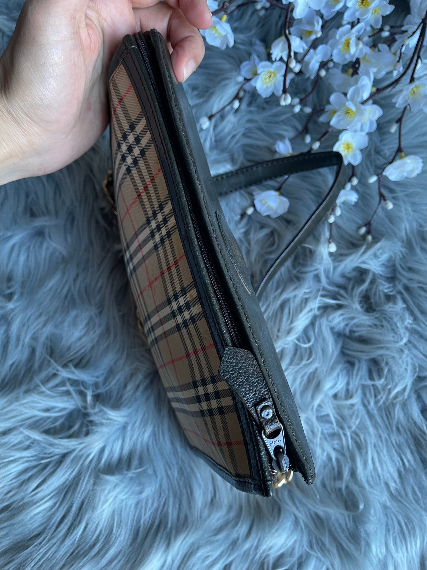 Authentic Burberrys vintage nova check tan bag