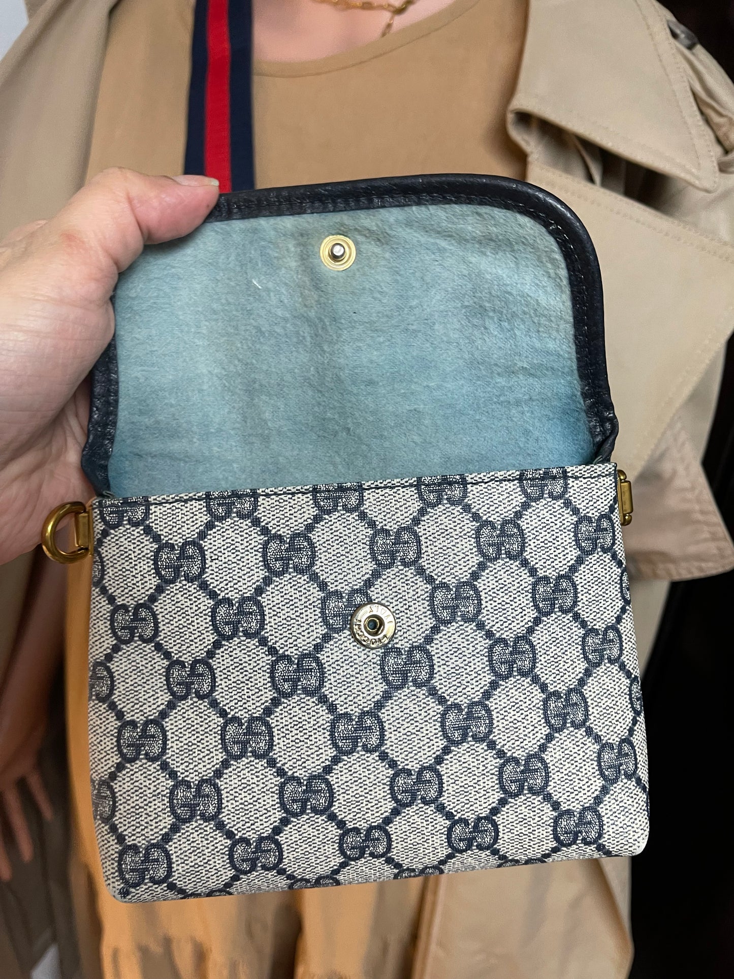 Authentic Gucci vintage web sherry line mini crossbody bag