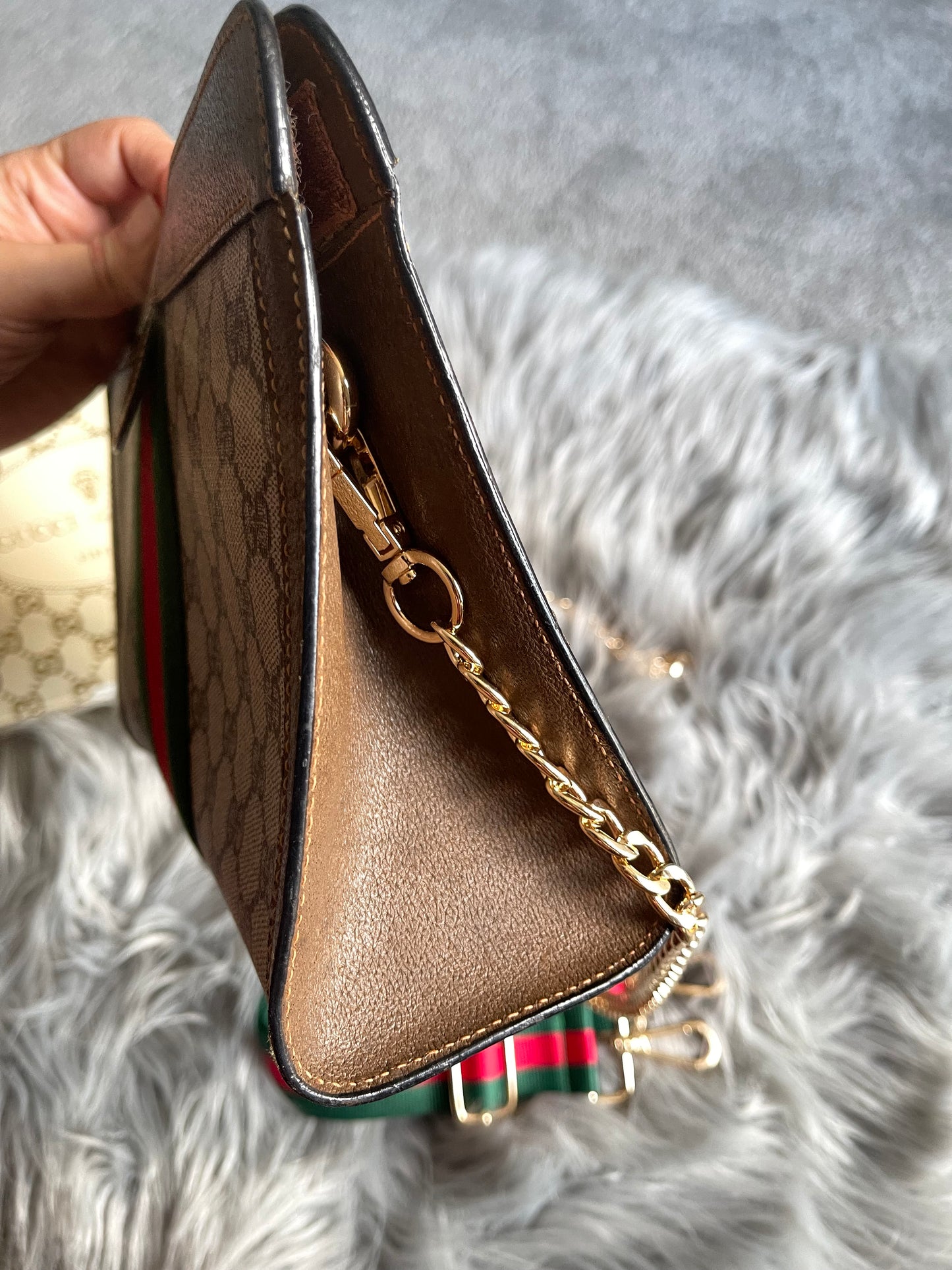 Authentic vintage Gucci web sherry line clutch crossbody bag