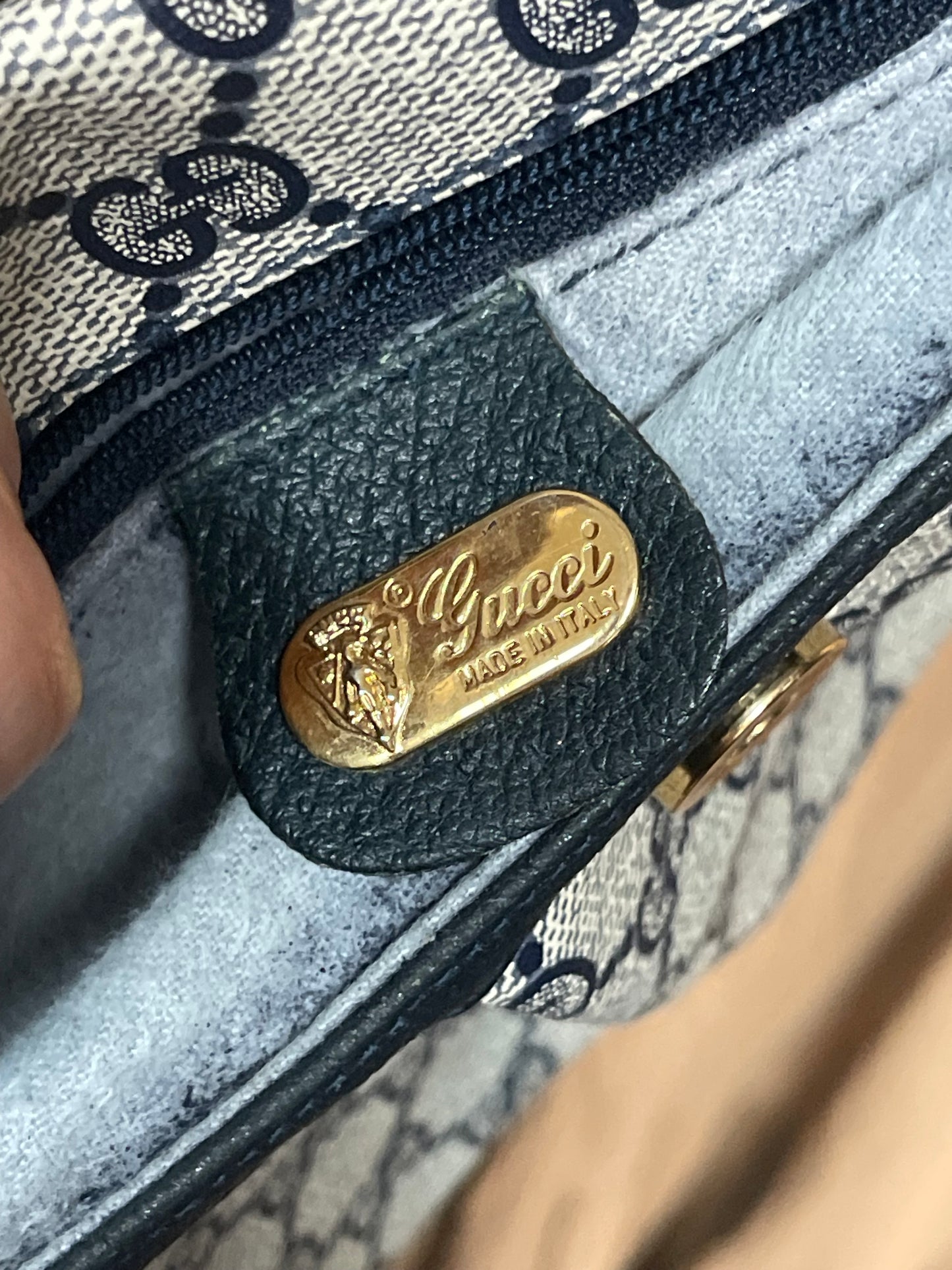 Authentic Gucci vintage GG canvas blue crossbody bag