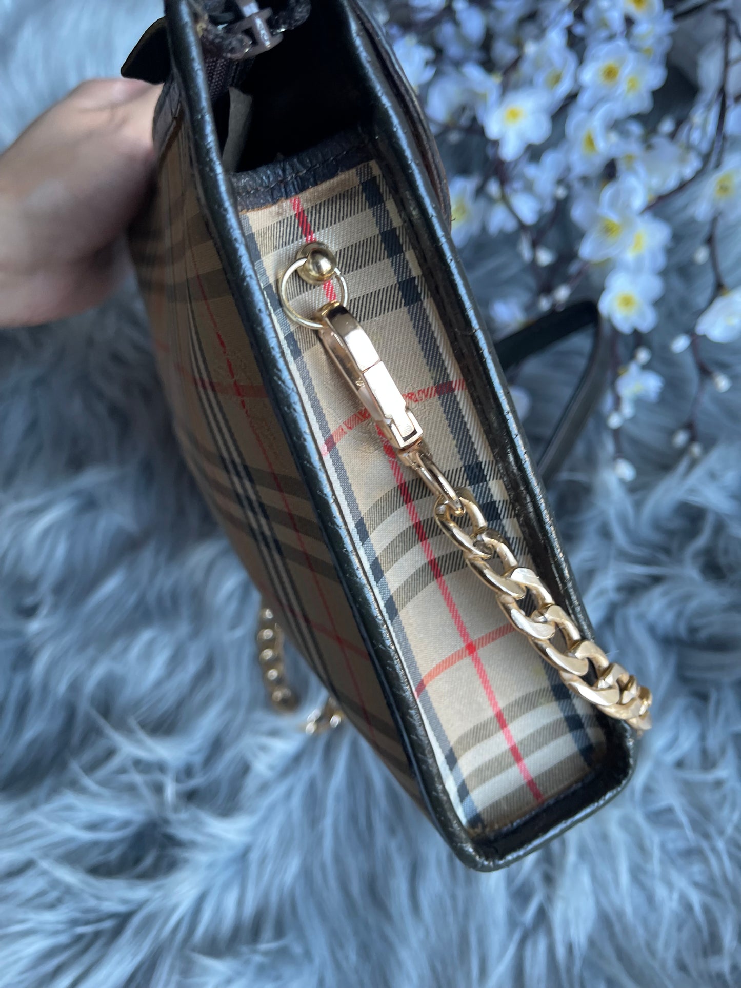 Authentic Burberrys vintage nova check tan bag