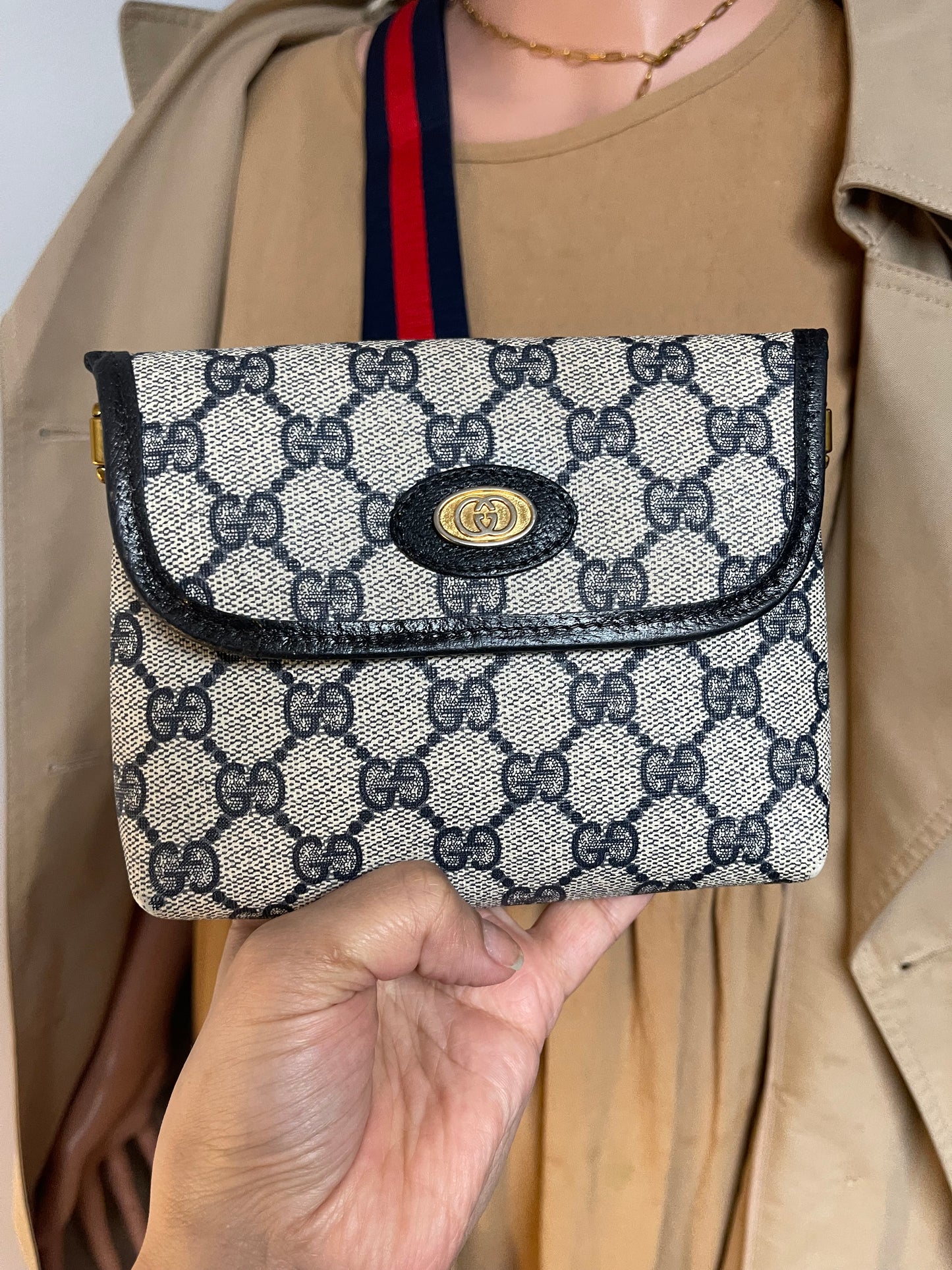 Authentic Gucci vintage web sherry line mini crossbody bag