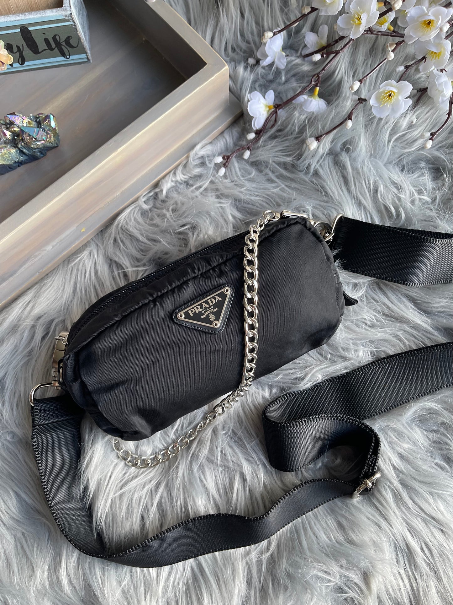 Authentic Prada nylon mini crossbody bag
