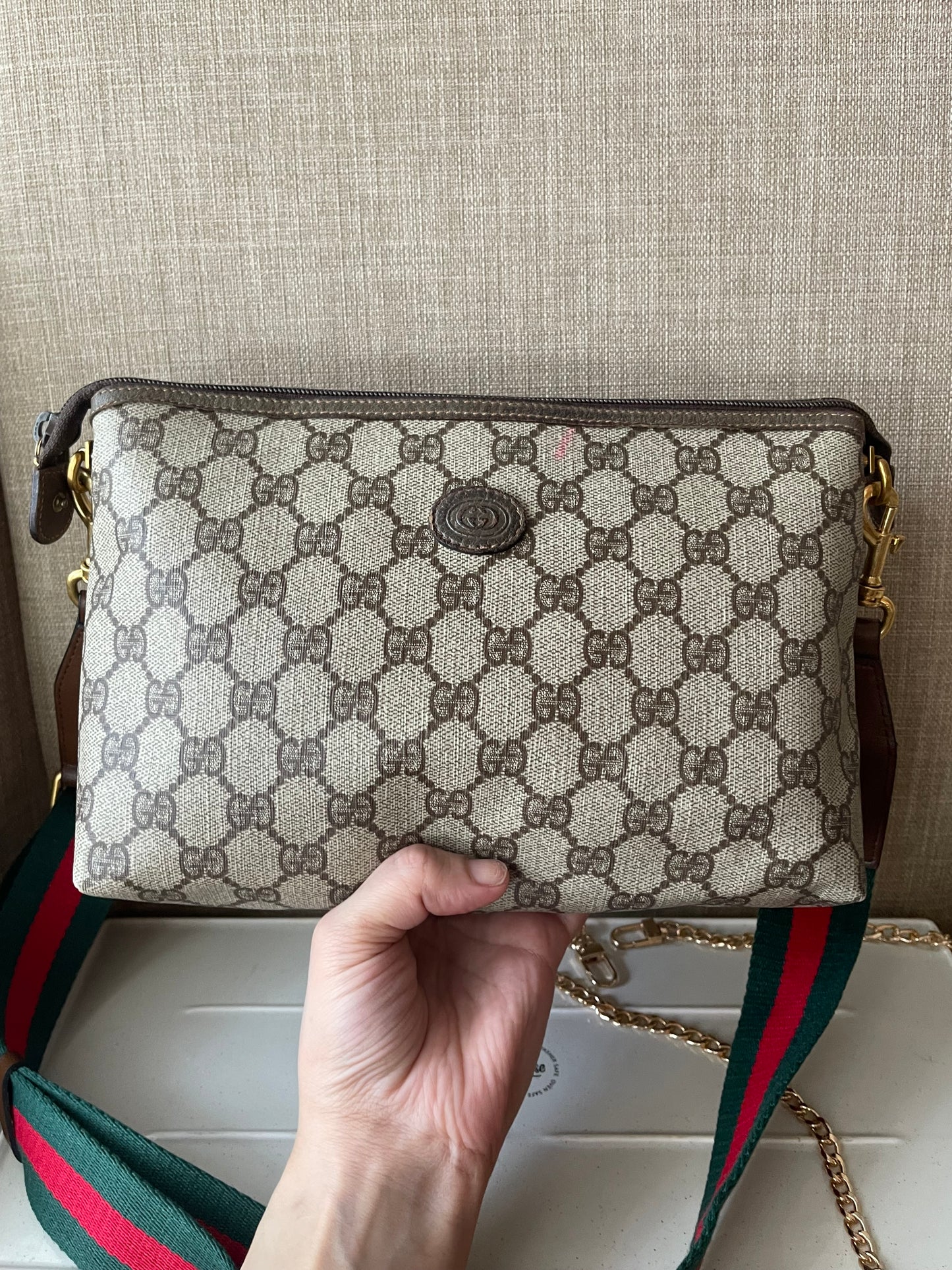 Authentic Gucci vintage crossbody bag brown PVC canvas