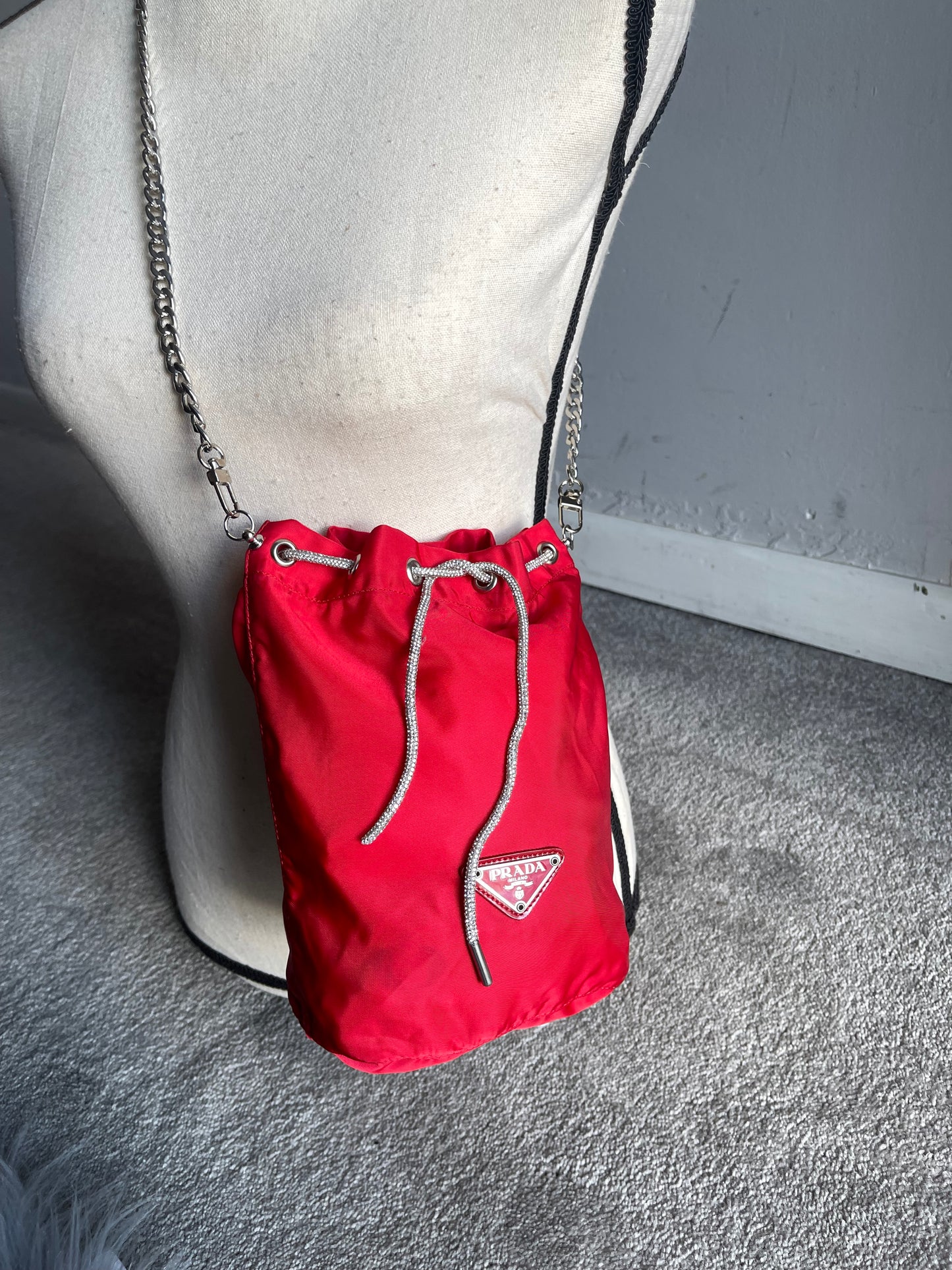 Authentic Prada nylon drawstring bag