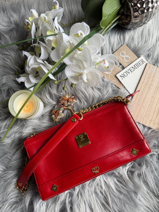 Authentic mcm patent leather shoulder bag