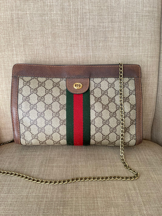 Authentic Gucci vintage web sherry line clutch crossbody