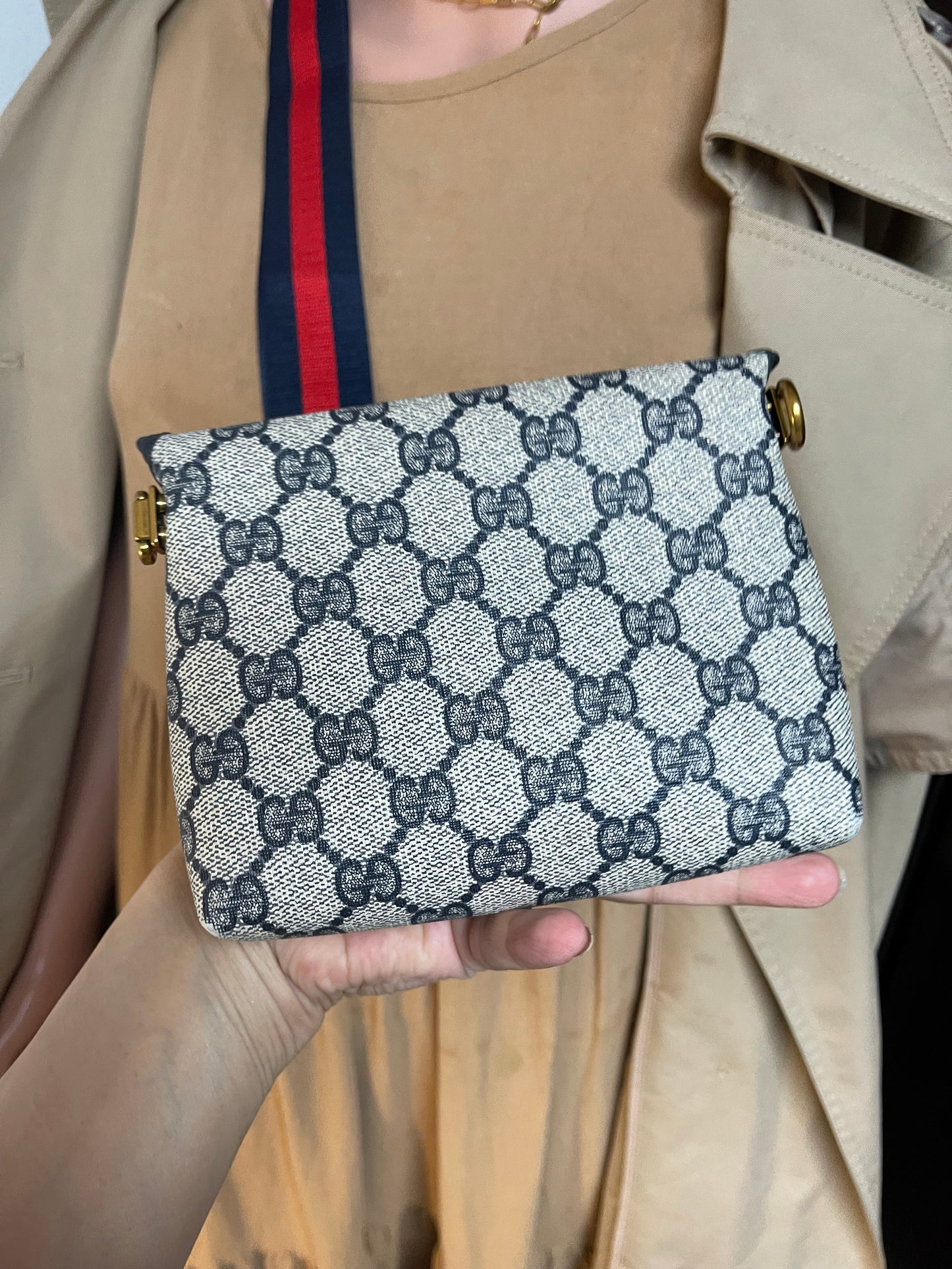 Authentic Gucci vintage web sherry line mini crossbody bag