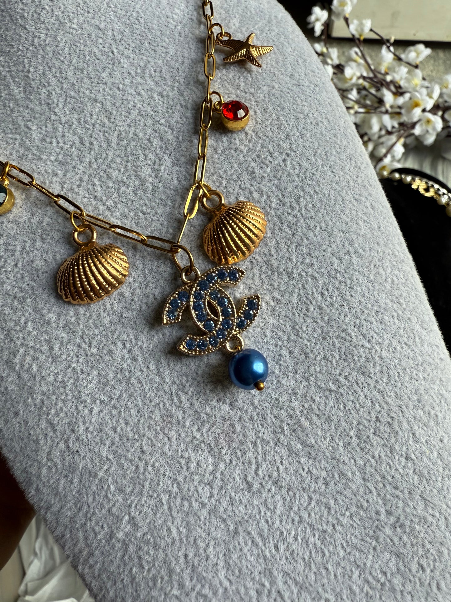 Upcycled women charm necklace