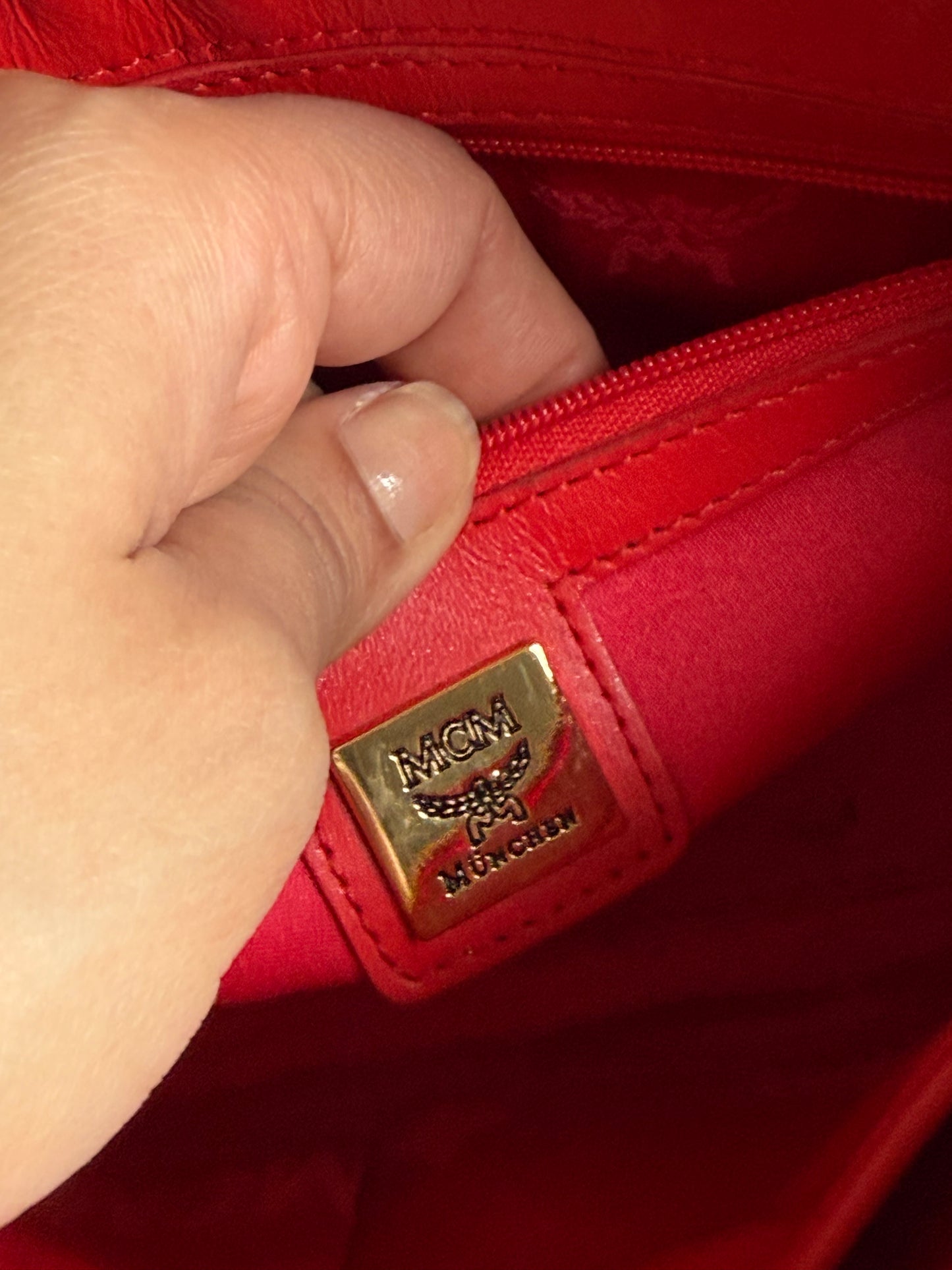 Authentic mcm patent leather shoulder bag