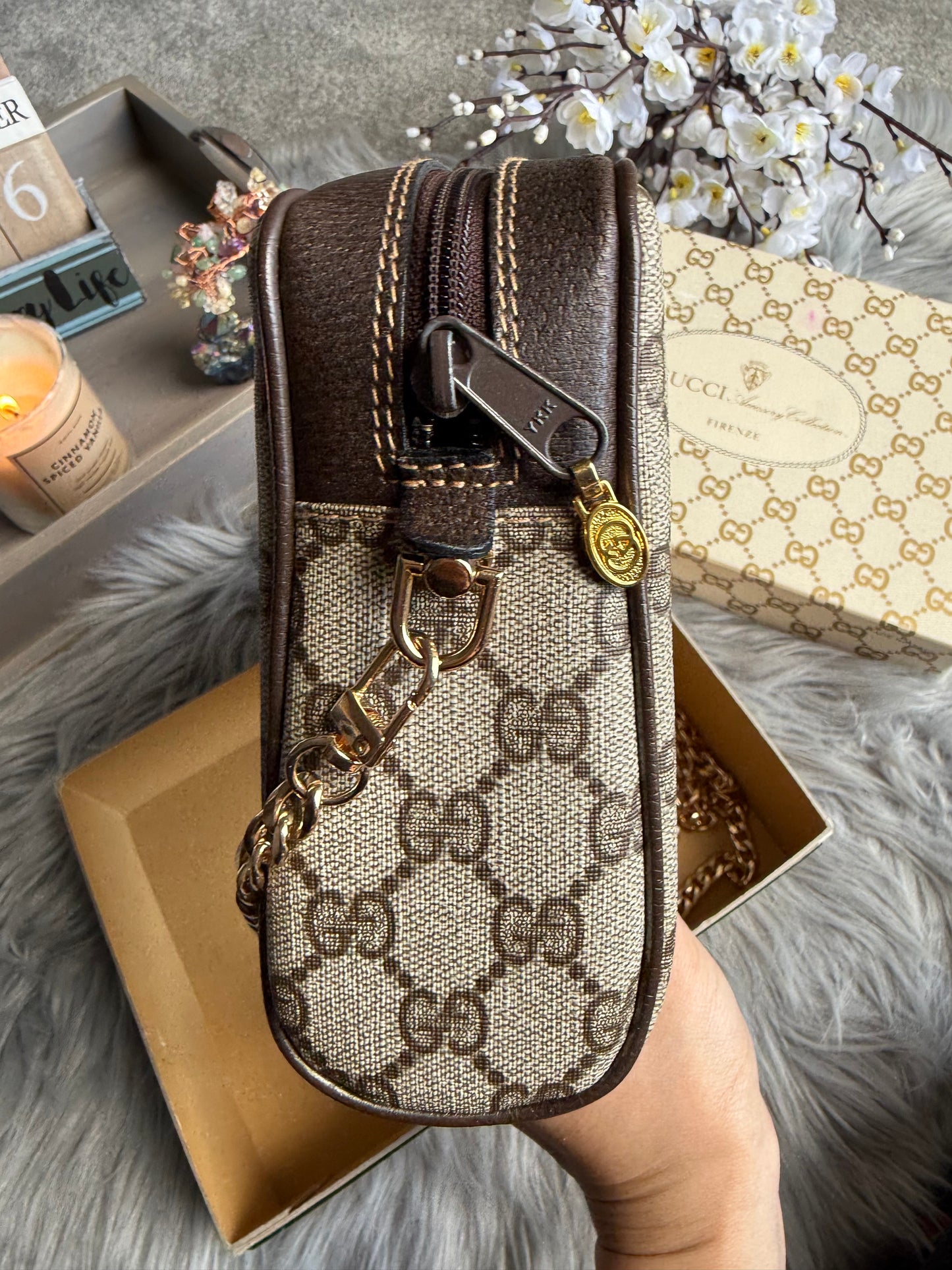 Authentic Gucci web sherry line clutch bag