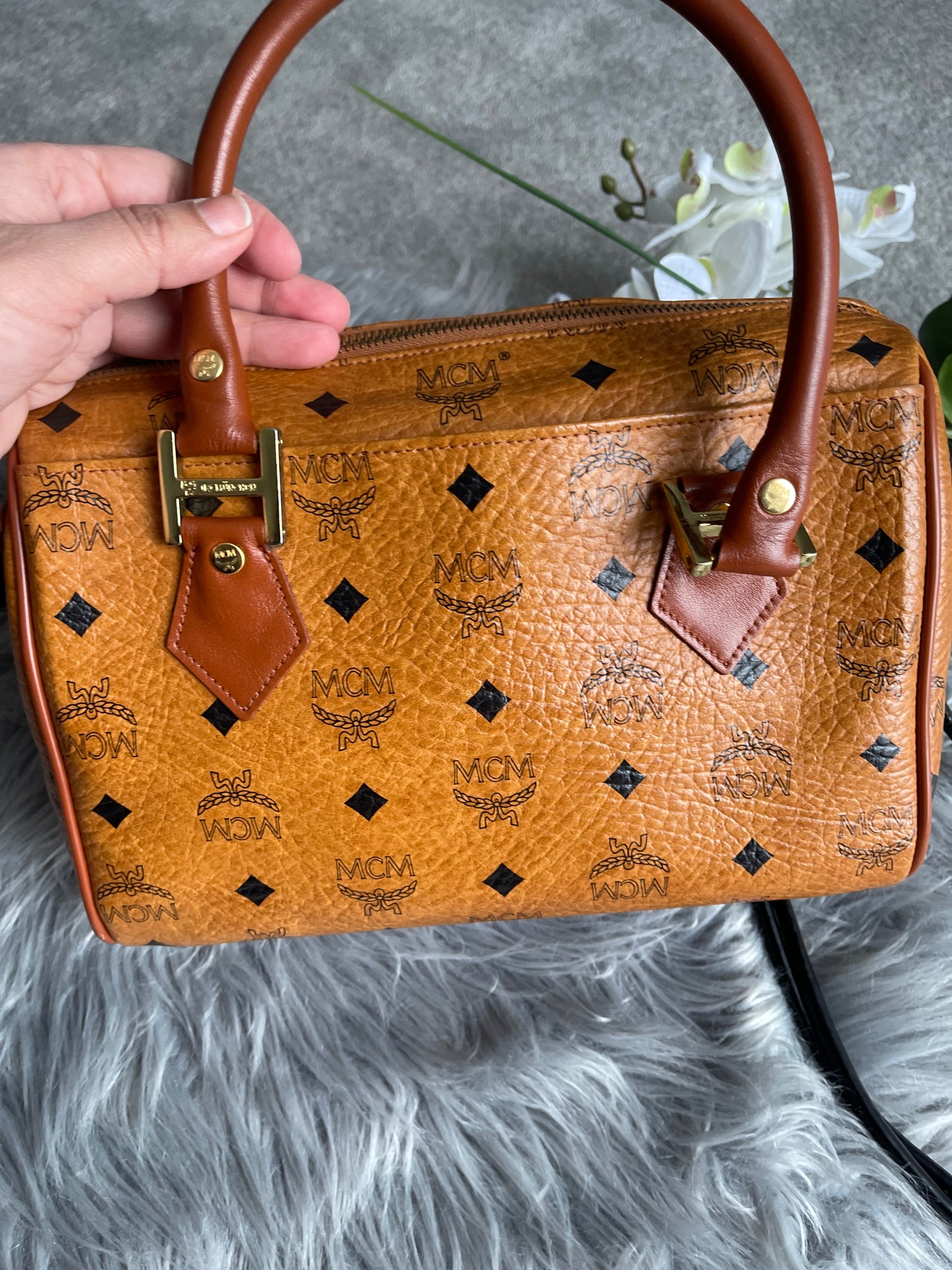 Authentic MCM vintage Congnac Boston bag