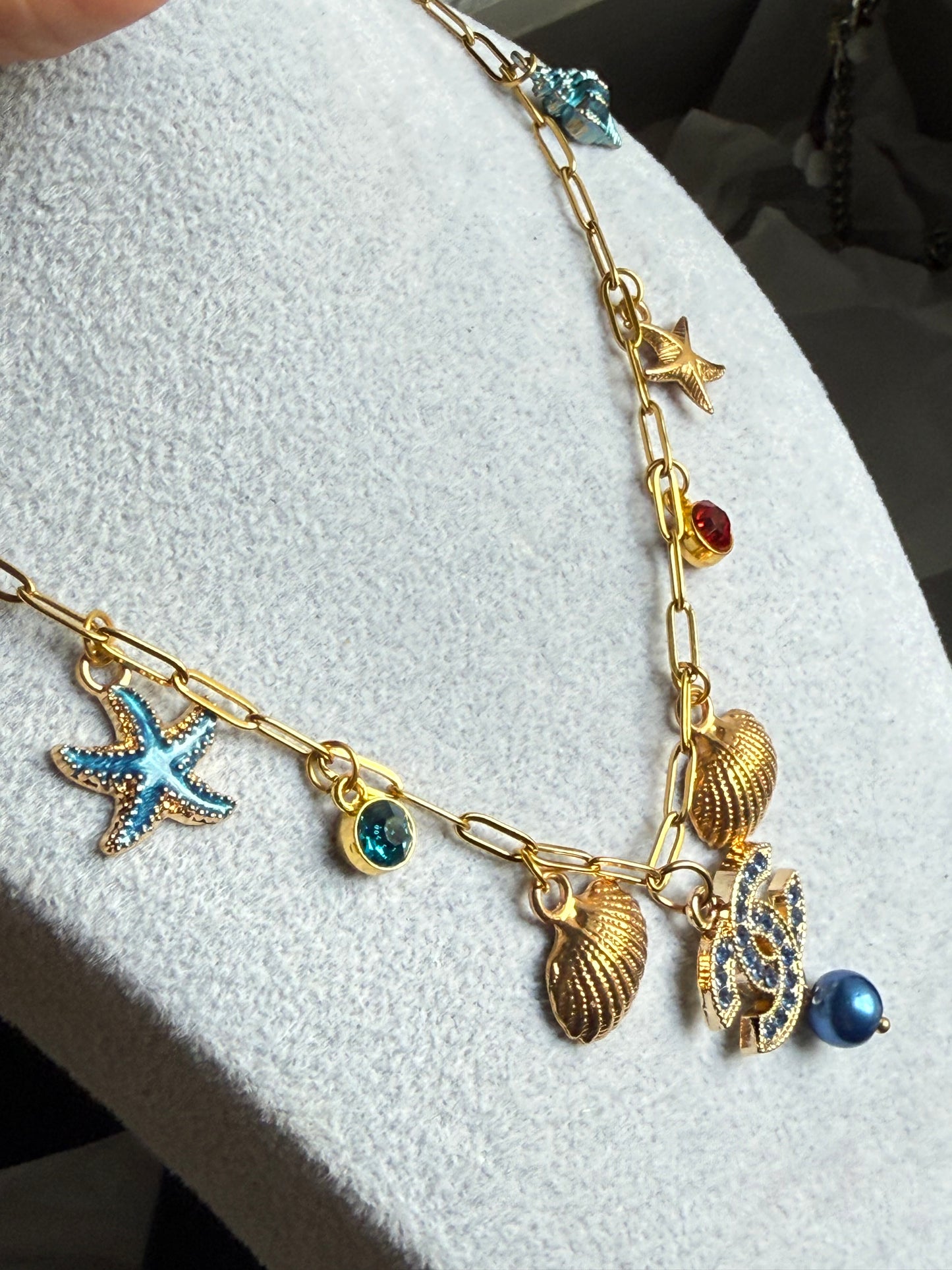 Upcycled women charm necklace