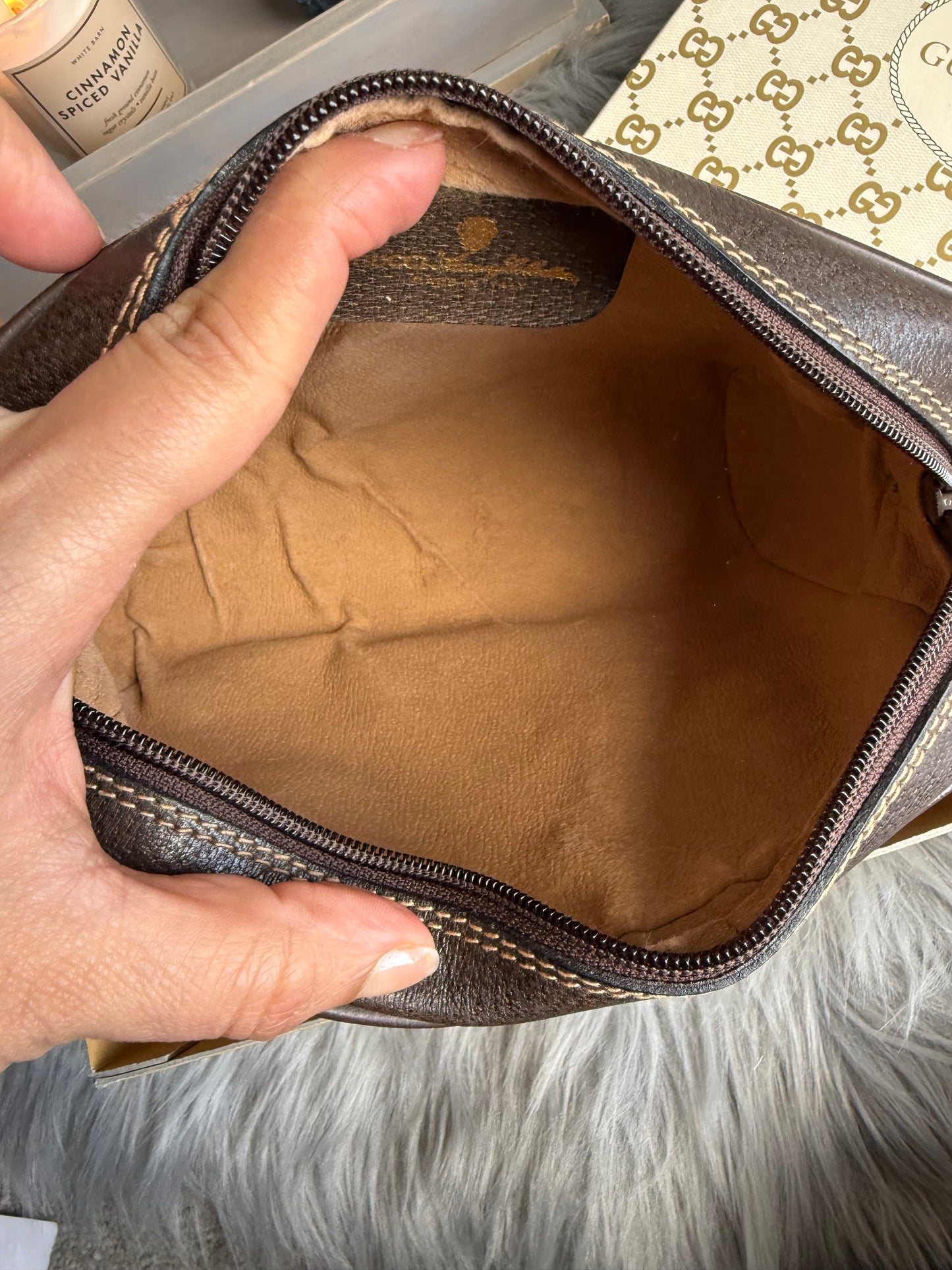 Authentic Gucci web sherry line clutch bag